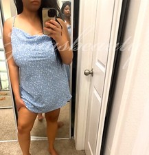 Ladies Summer Blue Casual Cute Paisley Chiffon Mini Dress New Size XL