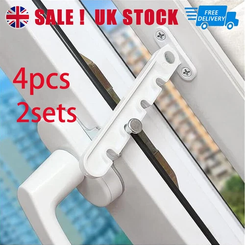 Tilt Turn Window Restrictor Stay White Finish Child Safely Lock Catch 4pcs 2Sets - Picture 3 of 11