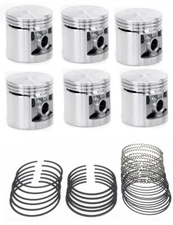 SILVOLITE Flat Top Pistons Set/6+Rings Kit for 1941-1962 Chevy 235 060