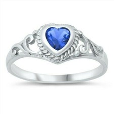 Heart Ring Genuine Sterling Silver 925 Rhodium Plated Height 7 mm Size 1 - 12