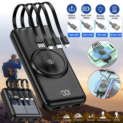 900000mAh Wireless Power Bank Backup Portable USB Fast Charger External Battery