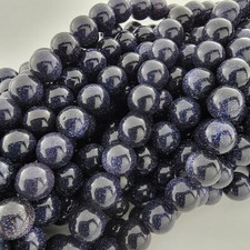 Blue Sandstone Goldstone Beads Sparkle Smooth round Stone 4mm 6mm 8mm 10mm
