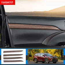 For Toyota Highlander 2014-2019 Yellow Wood Grain Inner Door Panel Strip Trim