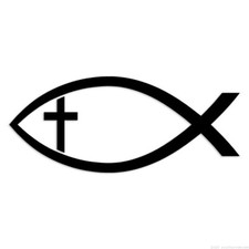 Christia Cross Fish - Decal Sticker - Multiple Colors Sizes - ebn6834
