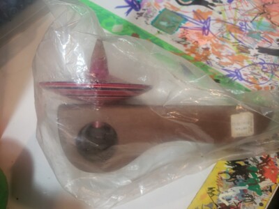 VINTAGE  Calidad JOM MEXICAN Wood SPINNING TOP Churumbela In Original Plastic 