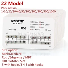 AZDENT Dental Orthodontic Metal Brackets Braces Mini Standard Roth MBT.022/ 018