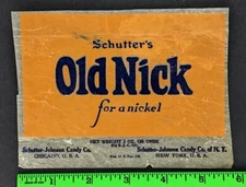 Vintage 1930's Schutter's Old Nick EMPTY Trimmed Candy Wrapper
