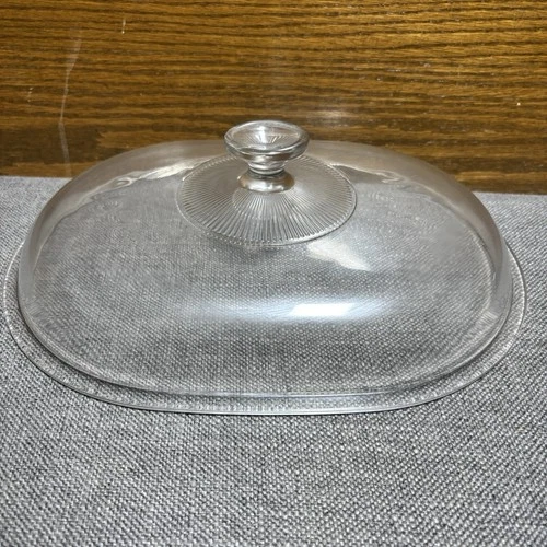 Vintage Pyrex Clear Glass Oval Domed Lid Cover w/ Knob 35 V-34 C A