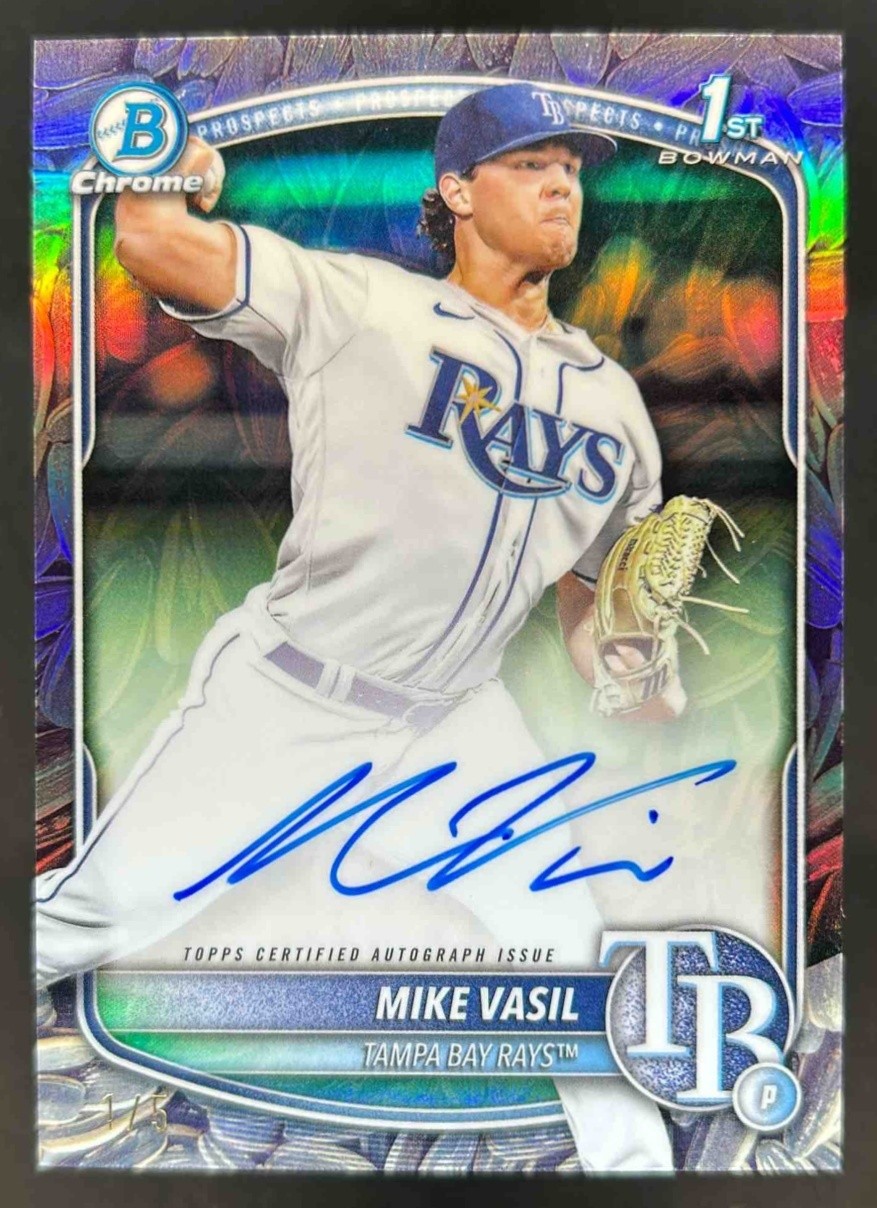 2025 Bowman Mike Vasil Chrome Auto Sunflower Seeds Refractor 1st Prospect #1/5