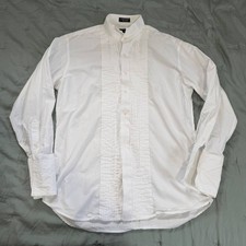Vintage Christian Dior Monsieur Tuxedo Dress Shirt White Pleated 16-33 USA