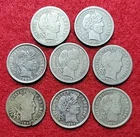 1897 1898 1899 1900 1902 S 1905 1907 O 1908 S Sliver Barber 10c Dime Lot of 8