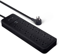 Heavy-Duty Surge Protector Power Strip - 4000 Joules, 12 Outlets, 8ft Cord