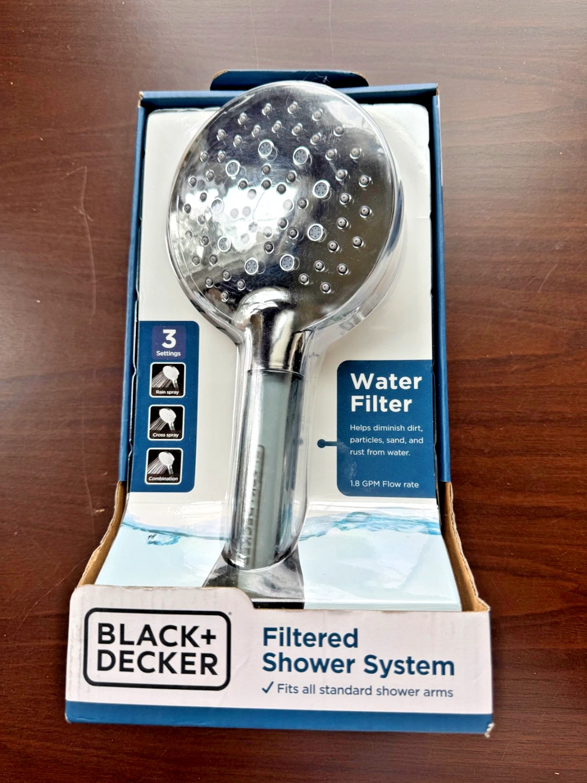 Black & Decker Filtered Shower System -3 Spray Shower Head -NEW! Ships Free.