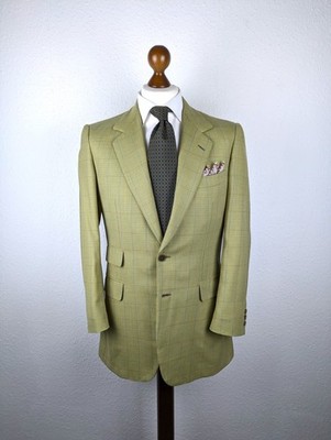 NEUW Brioni 100% Schurwolle 38 US 48 EU Glen Plaid Karo Grünes Sommer Sakko