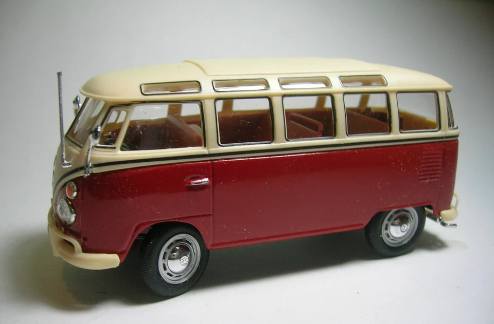 VW Volkswagen T1 Samba bus 1/43 sterzabile transporter minibus bulli rosso boxed - Immagine 4 di 4