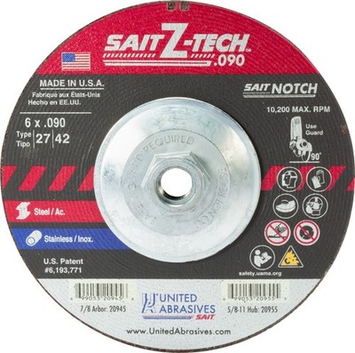 United Abrasives SAIT 20955 6x.090x5/8-11 Z-Tech Cutting Wheel 10 pack