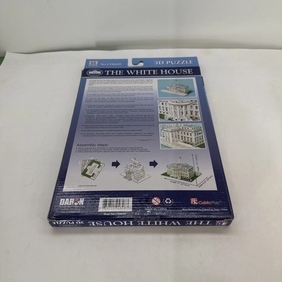 Daron - The White House 3D Puzzle Model Kit- 64 Pieces - Washington DC - NEW! - Image 2 of 4