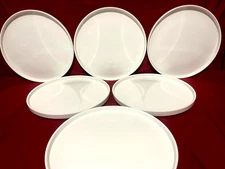 Sweese White Dinner Plates 10 3/4" Stackable High Rim Porcelain (Set Of 6)