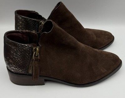 Very Volatile Suede Booties Greyson Women's 7 Brown Faux Snakeskin 2 Zip