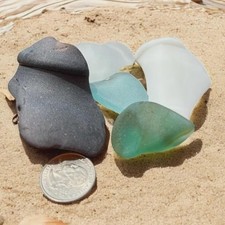 Genuine Sea Glass Lot of 5   Thick Vintage Pieces for Jewelry, Decor, or Crafts