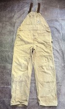 Men's Vintage 90's Carhartt Double Knee Front Distressed Bib Overalls Sz 38 X 34