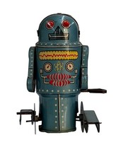 1960's SY YONEYA Mechanical Walking Robot Space Tin Toy Japan