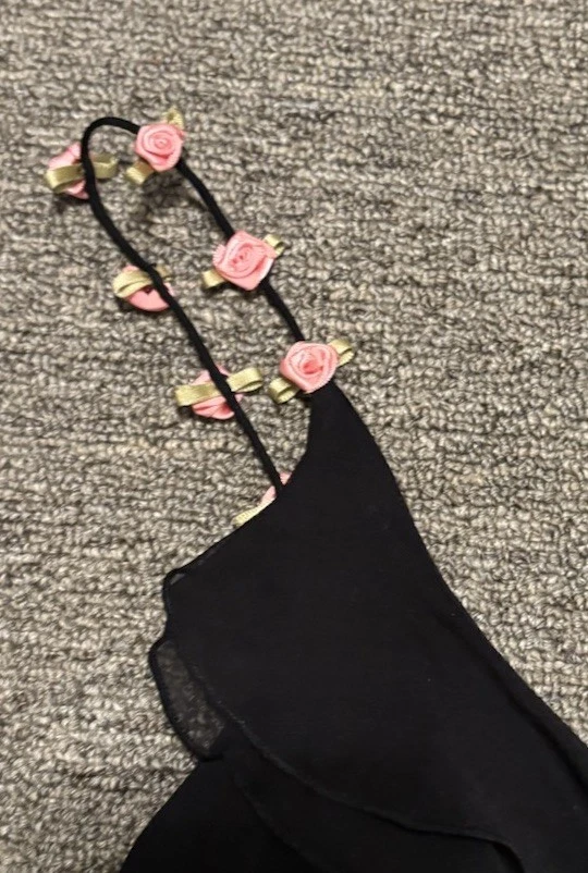 Conjunto sin mangas y falda Y2K Eci New York talla 12 seda 3D rosa floral leer descripción Foto 3 de 4