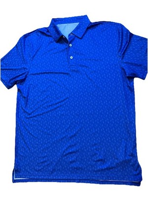Southern Tide Men s L Micro-print Performance Golf Polo Moisture Wicking Blue