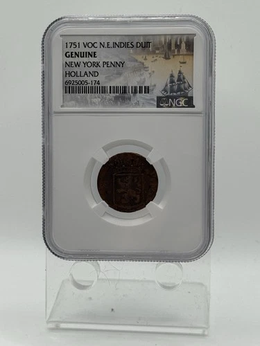 1751 VOC Dutch East India Company Duit,NGC certified,known as the New York Penny
