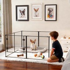 8 Panels Transparent Small Animal Playpen Heavy Duty Acrylic Enclosure Dog Fence