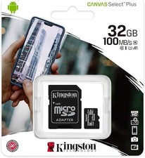 MICRO SD SDCS2 SDXC 32 64 128 256GB 100MB/S KINGSTON SCHEDA MEMORIA CARD CLAS 10