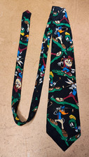 Vtg Looney Tunes Mania golf neck tie 1995 Taz Bugs Bunny Sylvester Marvin Martia