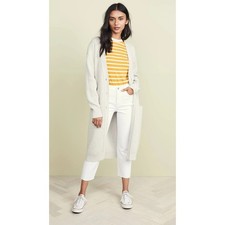 EUC FREE PEOPLE light gray long length cardigan duster 3 button S layer warmth