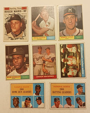 1961 Topps Baseball 8 Card Lot - All HOF, Maris, Gibson, Aaron, Mays, Banks MORE