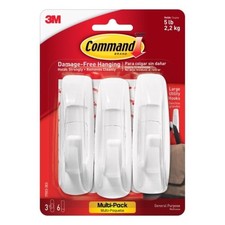 3M Command White Utility Hooks 5 lb 3 pk 17003-3ES NEW