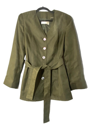 Vintage Dana Bushman Women's Jacket with Waist Tie Moss Green Size 10