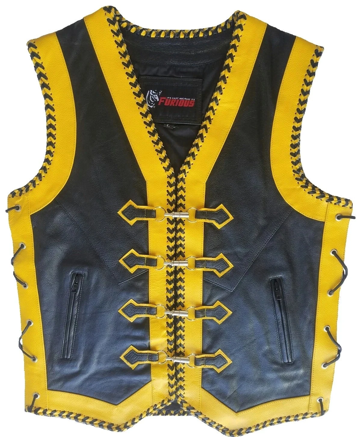 Motorcycle Leather Vest Designed Bike Riding Braided Black & Yellow Leather Vest
Opens in a new wind