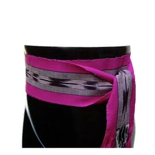 Vtg NOS Violet Magenta Ikat Fabric Sash, Fair Trade Hand Woven Wrap Belt SA05
