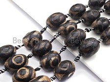 1pc/12pc Tibetan Barrel Agate Beads, Dzi Eye Drum beads, Brown Black Tibetan