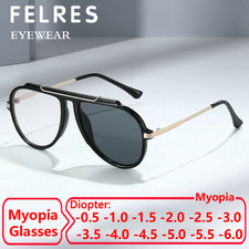Men Women Oval Photochromic Myopia Nearsighted Glasses Outdoor Discolour Glasses