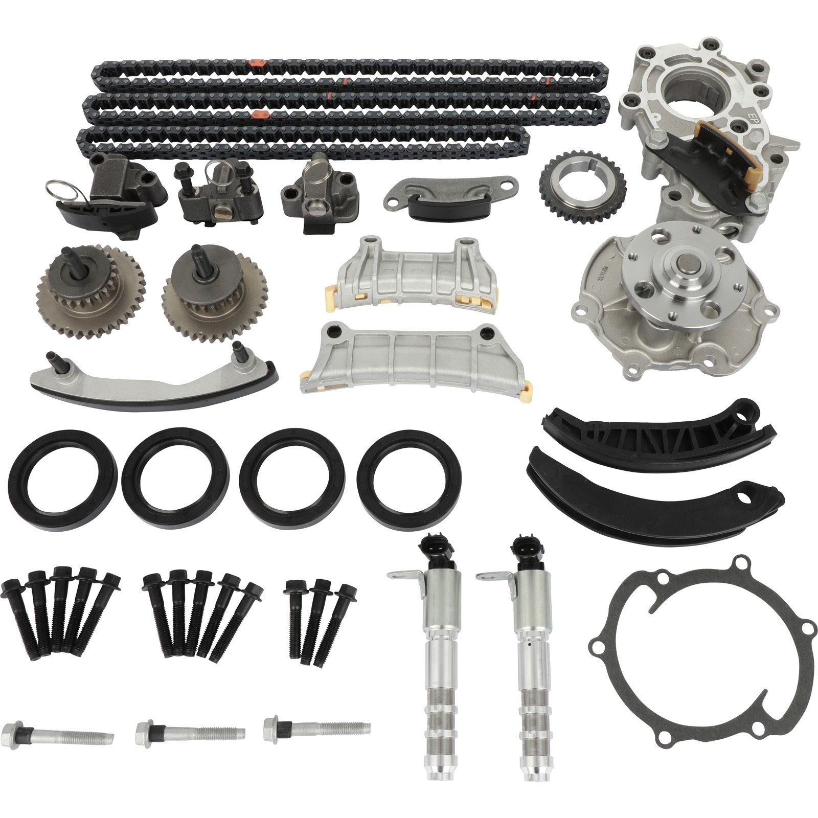 Timing Chain Kit Oil Pump Water Pump VTC Solenoid For 07-16 Cadillac Suzuki 3.6L