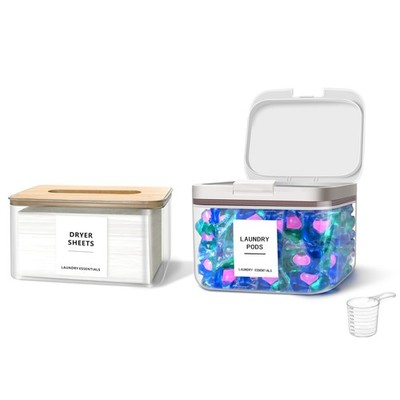 2 Pack Laundry Pods Container and Dryer Sheet Holder for Laundry Room Organiz...