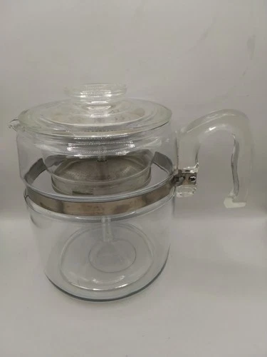 VTG Pyrex Flameware 9-Cup Glass Percolator 7759B – USA Made – Complete Stovetop
