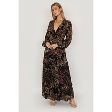 Baltic Born Bowman Deep V Maxi Dress wedding formal floral womens medium whimsy