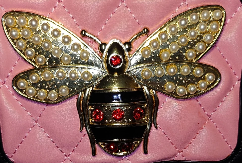 Cartera Bumblebee Bee Correa para el Hombro Chloe K Rosa Negro Etiqueta con Mango Nueva York Foto 3 de 4