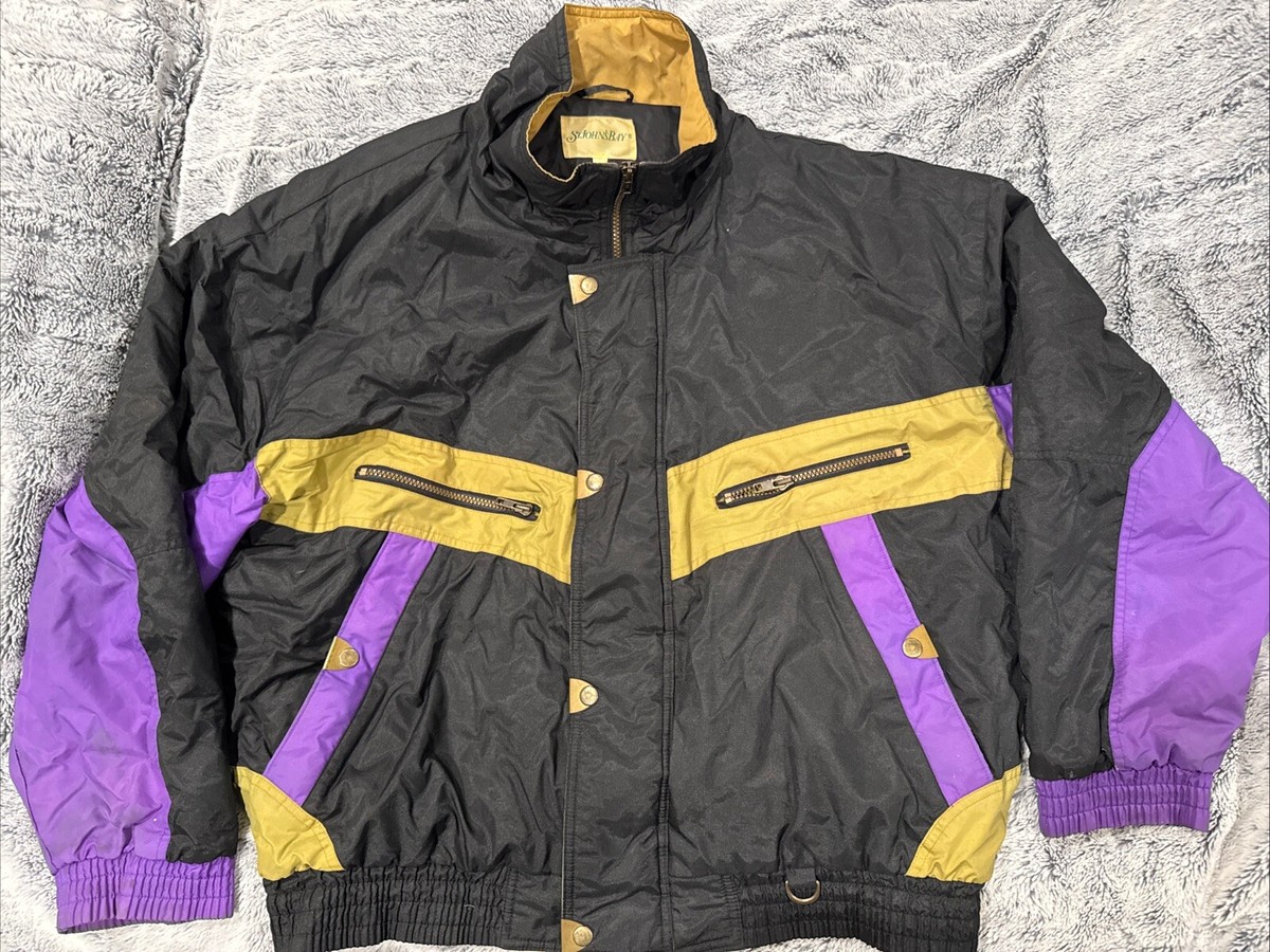 Vintage St. Johns Bay Ski Jacke Men's LARGE Colorblock Puffer Full