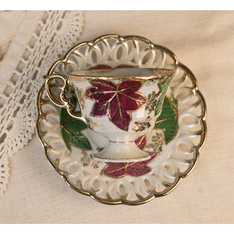 Autumn Vintage Tea Cup and Saucer Collectible Japanese Lusterware eBay