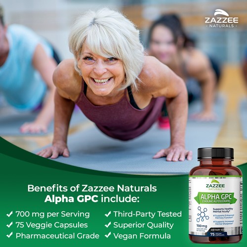 Alpha GPC Choline 75 Veggie Caps 700 mg per Serving Pharmaceutical Grade Non-GMO - 第 2/9 張圖片