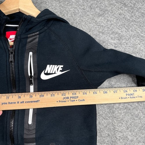 Nike Tech Hoodie Youth Kids XS Black Sweatshirt Full Zip Jacket - Picture 7 of 10