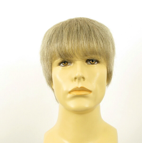 Perruque homme cheveux naturels Alan 51 blanc et gris avec bonnet respirant invisible